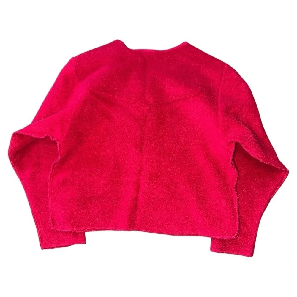 Oshkosh B’Gosh Vintage Girls Size 6 Red Fleece Rose Embroidered Button Up Jacket